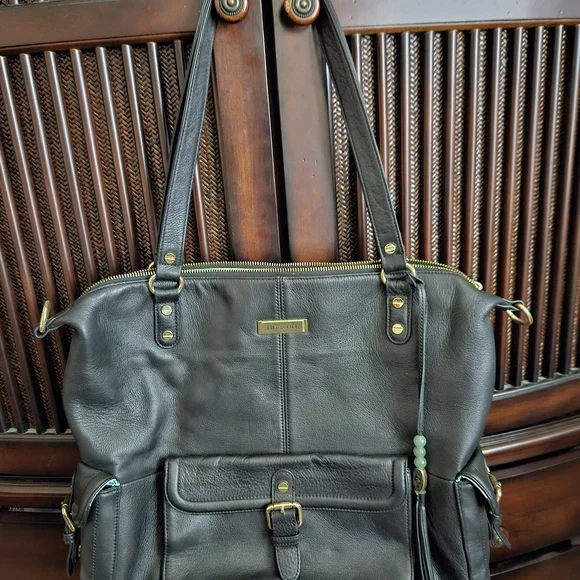 Lily Jade Meggan Black Leather Diaper Bag SALE SALE SALE all Offers - Picture 3 of 12